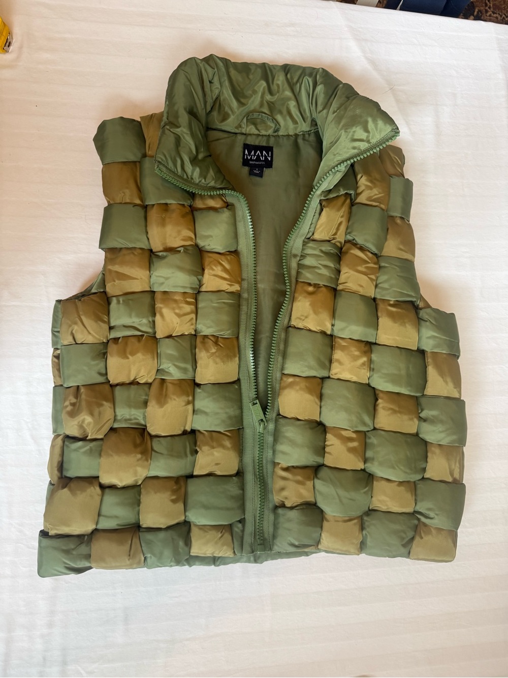 MAN Made Olive & Khaki Quilted Puffer Vest - Men's
